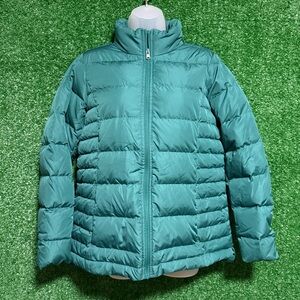 Lands' End Teal Down Lightweight Puffer Zip Up Coat Small Outerwear Insulated